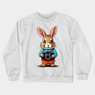 cute bunny holding camera Crewneck Sweatshirt